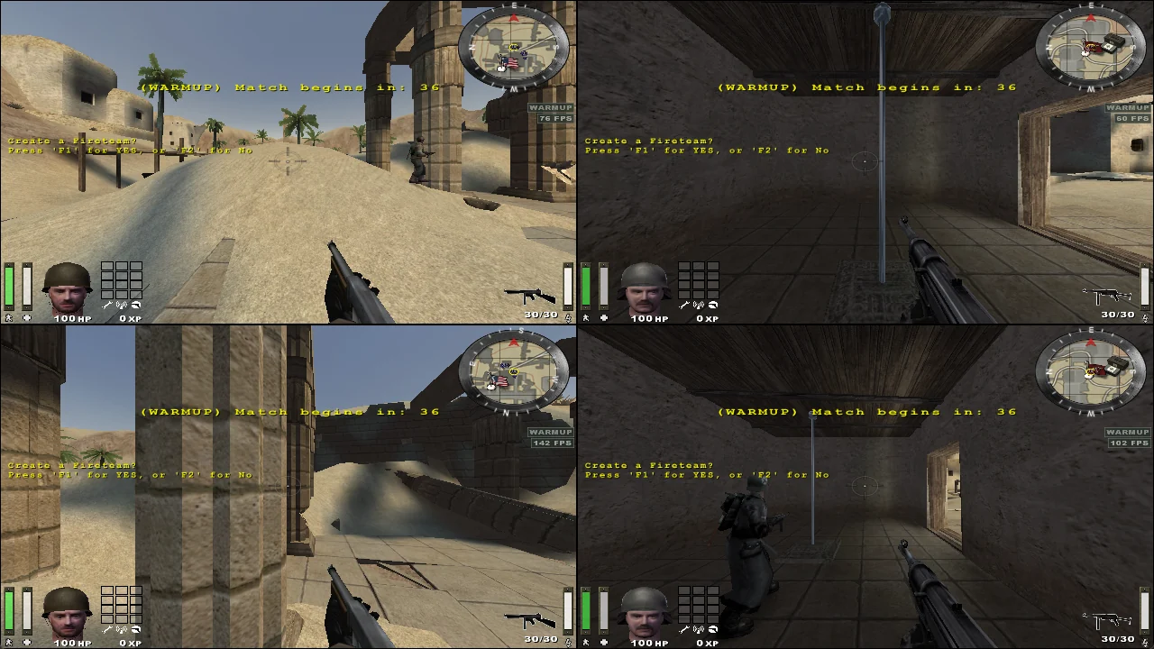 Four online split-screen views